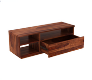 Fendthorin Sheesham Wood Tv Unit with Shelf Storage (Honey Finish)