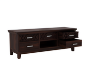 Hoventris Sheesham Wood Tv Unit with Five Pull Out Drawers (Walnut Finish)