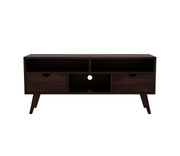 Drolvian Sheesham Wood Tv Unit with Two Pull Out Drawers and Shelves (Walnut Finish)