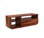Fendthorin Sheesham Wood Tv Unit with Shelf Storage (Honey Finish)