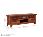 Hoventris Sheesham Wood Tv Unit with Five Pull Out Drawers (Honey Finish)