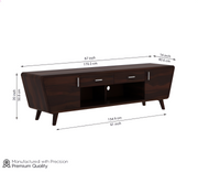Grelthian Sheesham Wood Tv Unit with Cupboards Drawers and Shelve Storage (Walnut Finish)