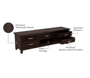 Hoventris Sheesham Wood Tv Unit with Five Pull Out Drawers (Walnut Finish)