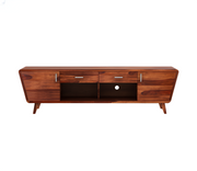 Grelthian Sheesham Wood Tv Unit with Cupboards Drawers and Shelve Storage (Honey Finish)