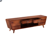 Grelthian Sheesham Wood Tv Unit with Cupboards Drawers and Shelve Storage (Honey Finish)