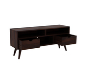 Drolvian Sheesham Wood Tv Unit with Two Pull Out Drawers and Shelves (Walnut Finish)