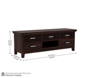 Hoventris Sheesham Wood Tv Unit with Five Pull Out Drawers (Walnut Finish)