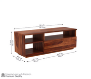 Fendthorin Sheesham Wood Tv Unit with Shelf Storage (Honey Finish)