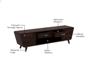 Grelthian Sheesham Wood Tv Unit with Cupboards Drawers and Shelve Storage (Walnut Finish)