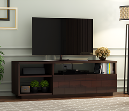 Fendthorin Sheesham Wood Tv Unit with Shelf Storage (Walnut Finish)