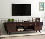 Grelthian Sheesham Wood Tv Unit with Cupboards Drawers and Shelve Storage (Walnut Finish)